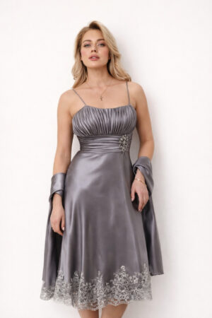Metallic Satin Evening Gown