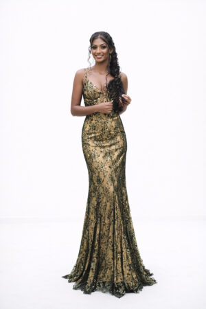 Olive & Gold Sequin Mermaid Gown
