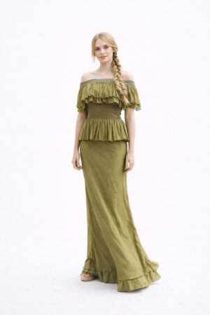 Off-Shoulder Ruffle Gown