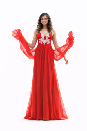 Crimson Cascade Gown