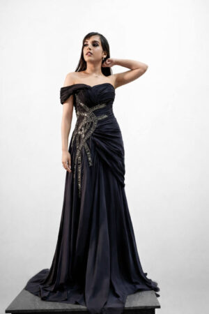 Embellished Off-Shoulder Gown