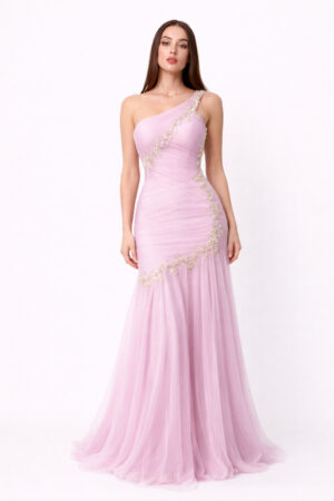 Lavender Dream One-Shoulder Gown
