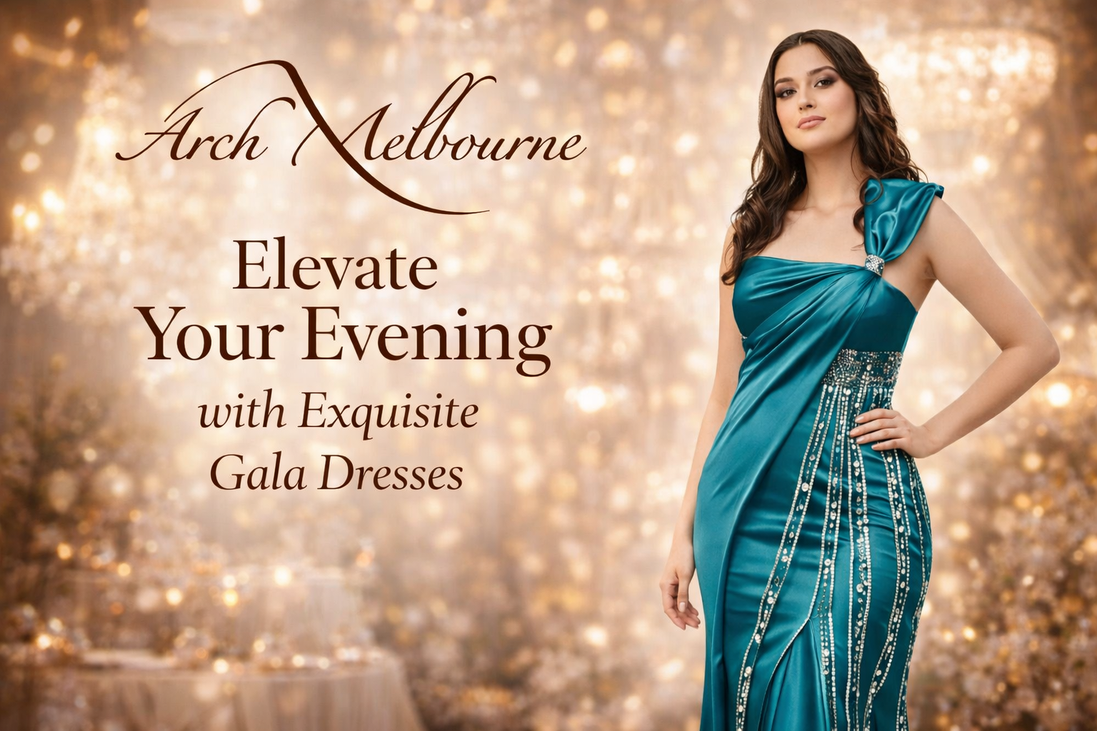 Teal satin gala dress with one shoulder design by Arch Melbourne